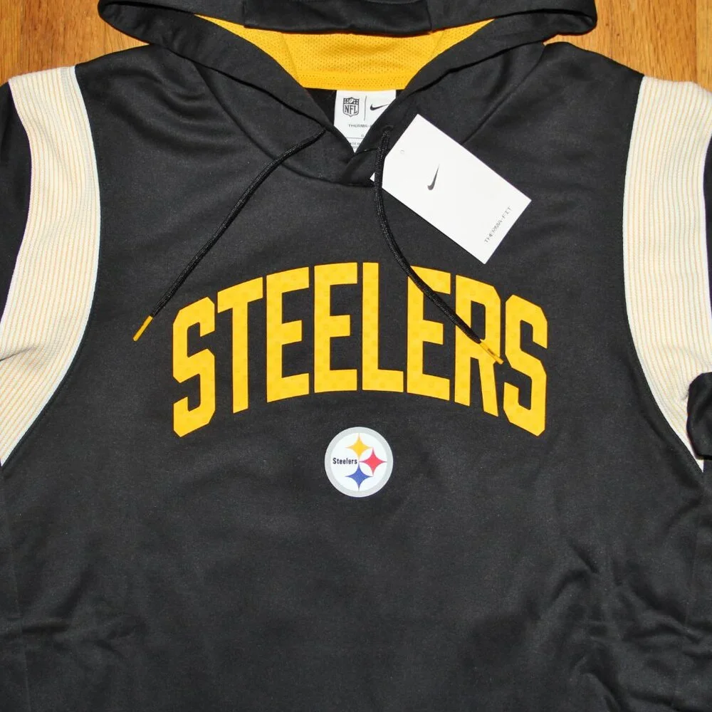 Nike Pittsburgh Steelers Therma-Fit Sideline On Field Hoodie Mens L Black Gold